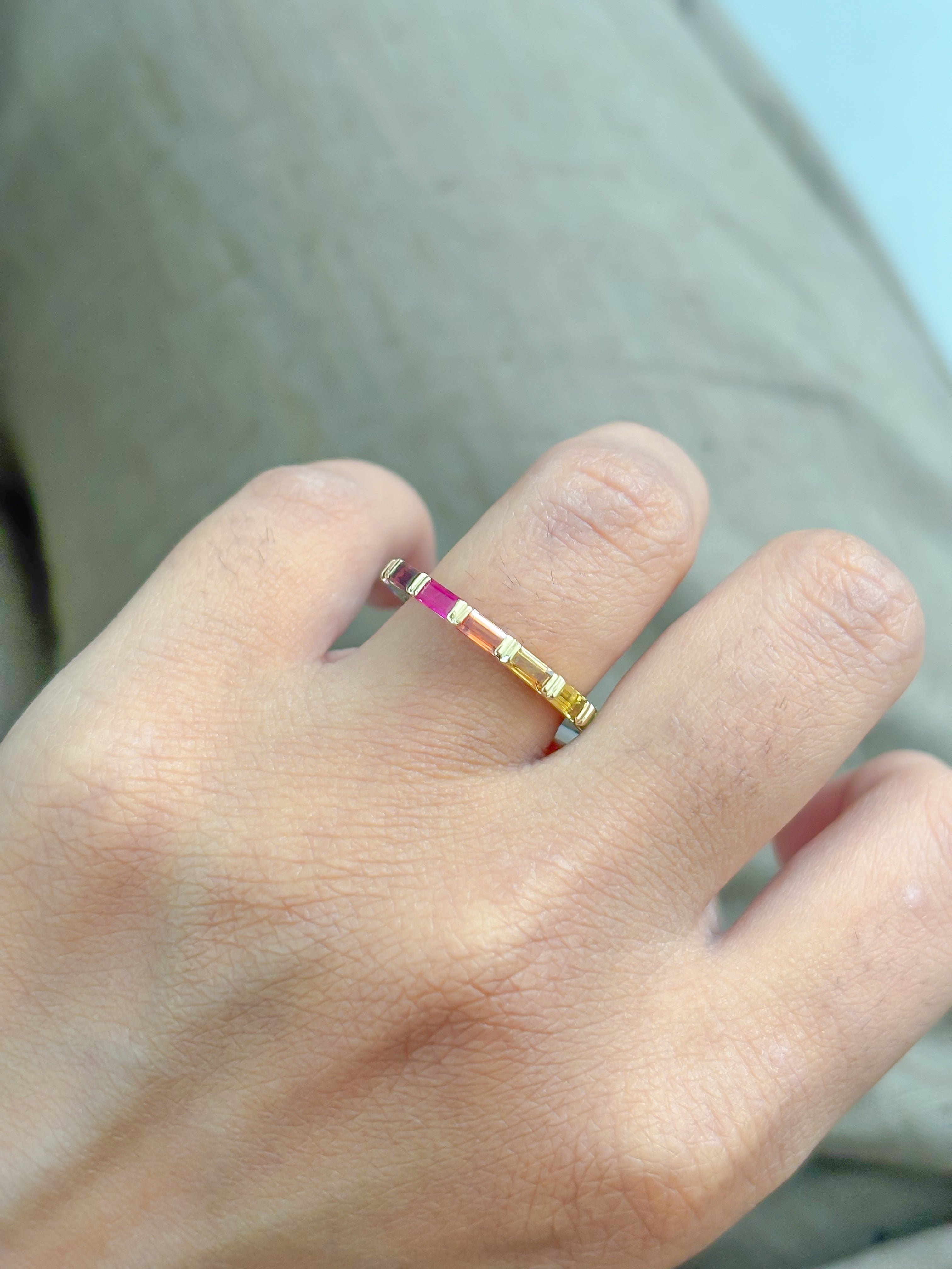 JPRG-4247/10421 Rainbow Sapphire Ring | 14K