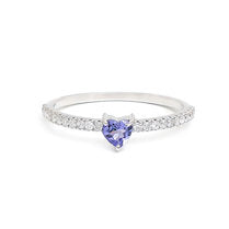 JPRG-4250/10424 Blue Sapphire Diamond Heart Thin Ring | 18K