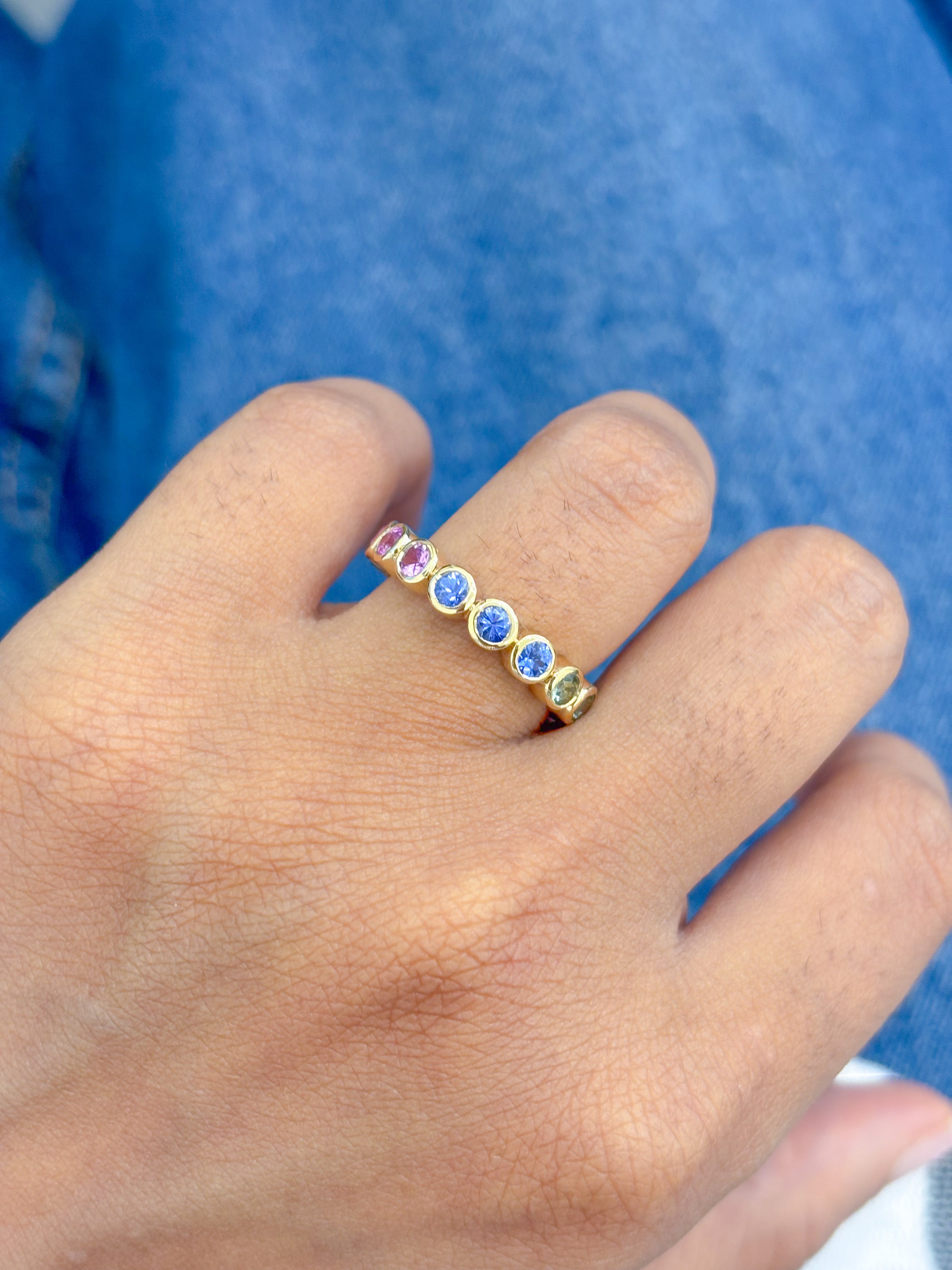 JPRG-4271/10460 Rainbow Sapphire Ring | 14K