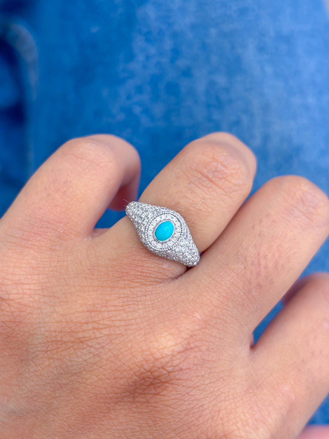 JPRG-4287/10497 Turquoise Diamond Ring | 14K