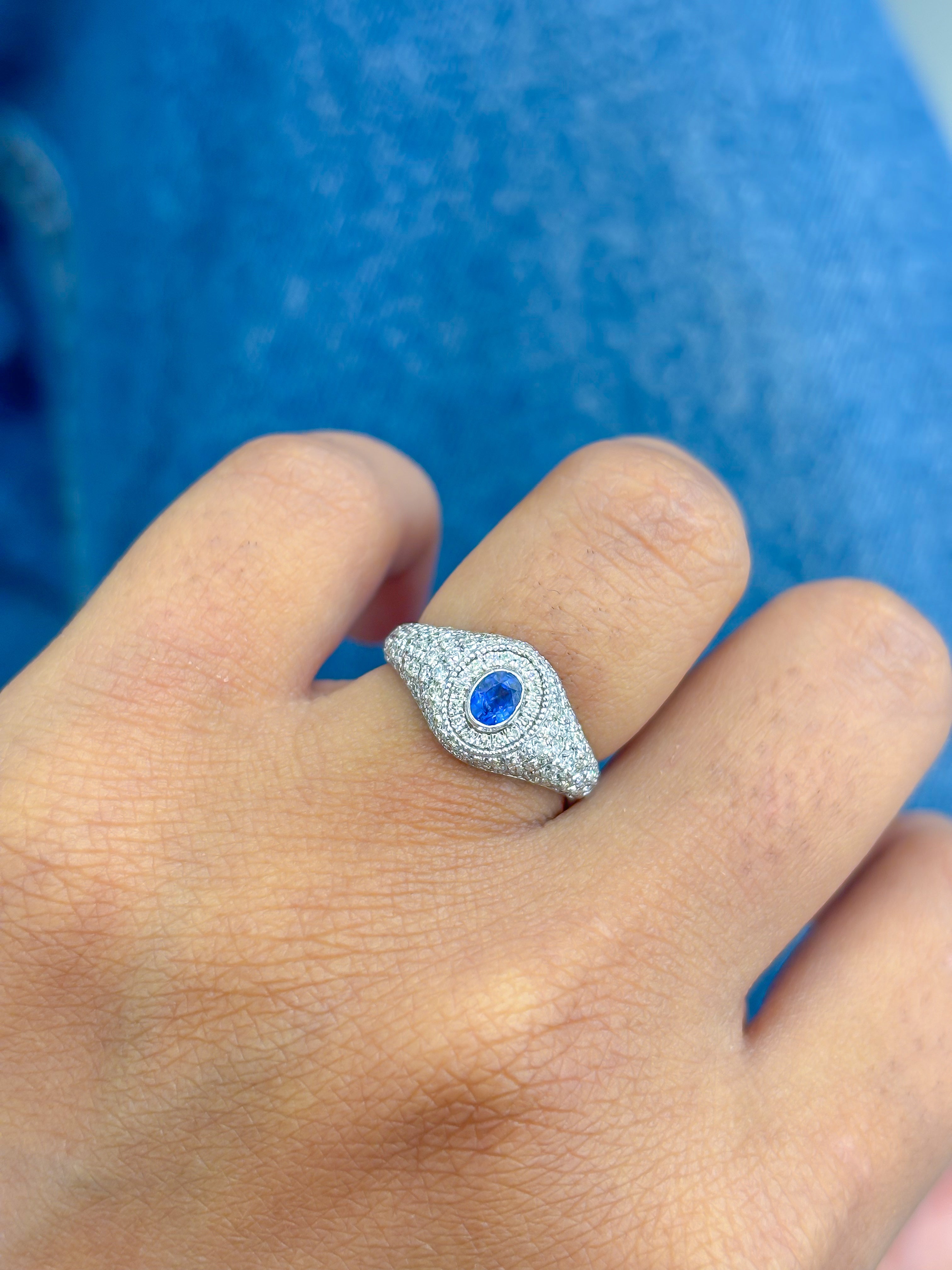 JPRG-4289/10499 Blue Sapphire Diamond Ring | 18K