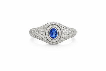 JPRG-4290/10500 Blue Sapphire Diamond Ring | 14K