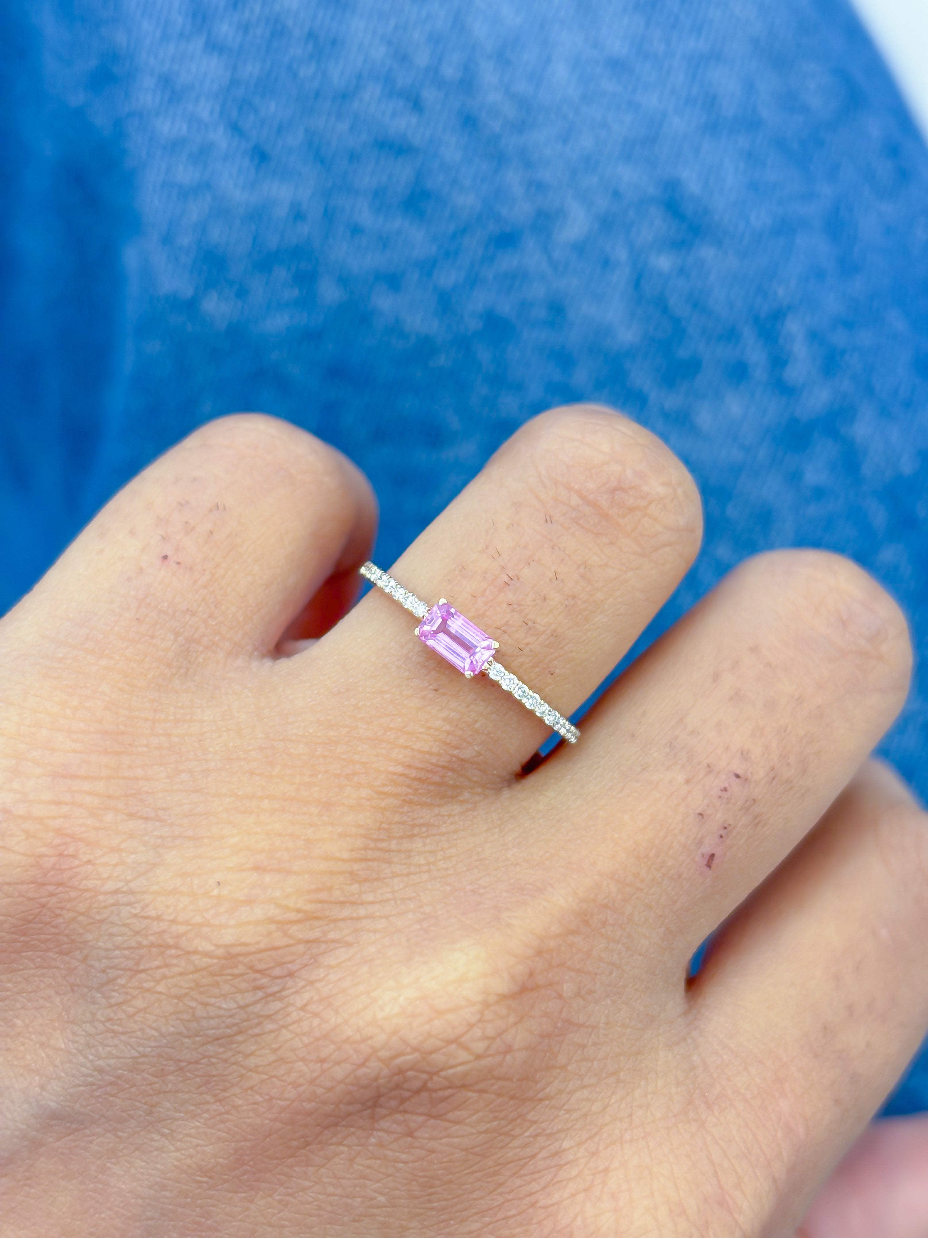 JPRG-4344/10745 Pink Sapphire Diamond Octagon Thin Ring | 18K