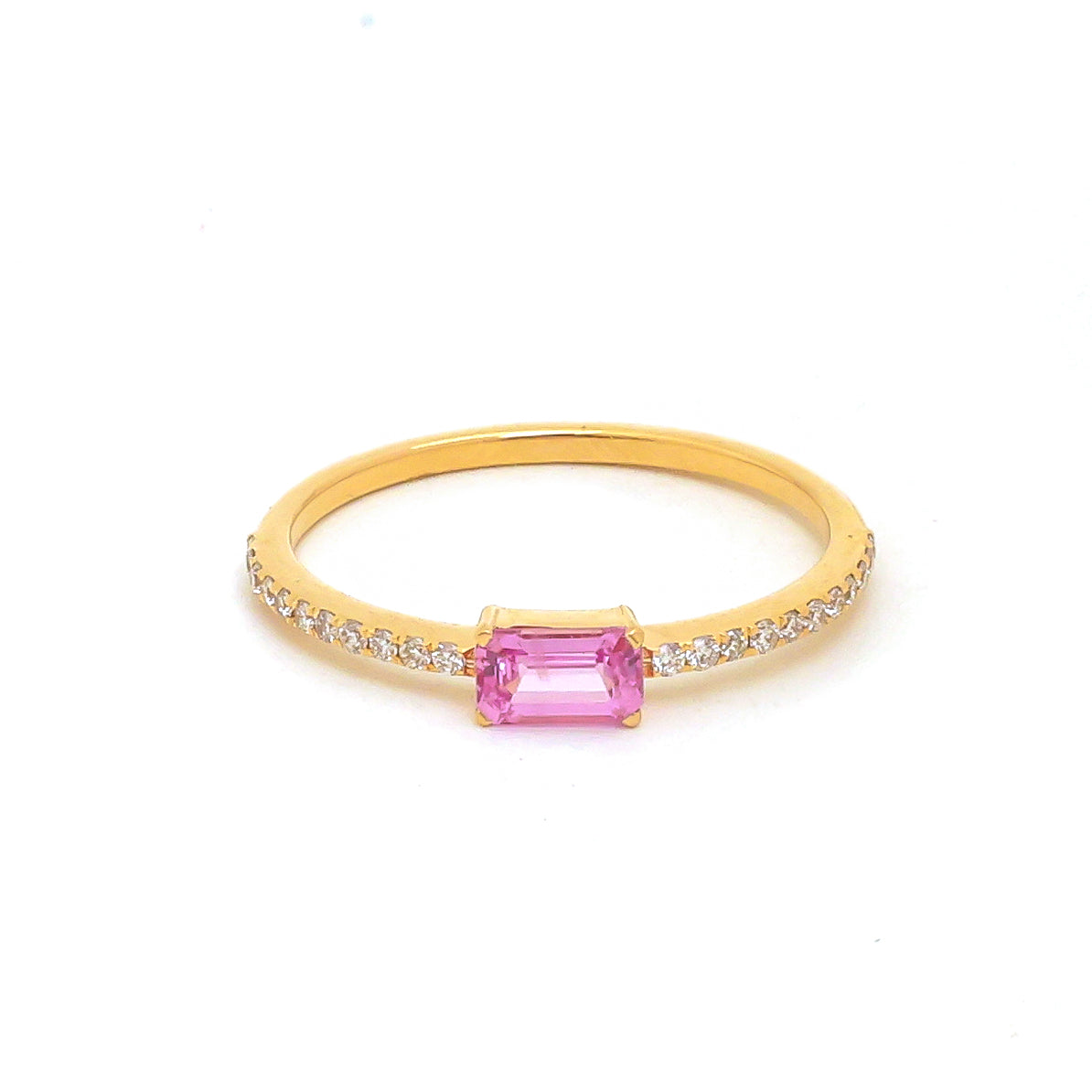 JPRG-4344/10745 Pink Sapphire Diamond Octagon Thin Ring | 18K
