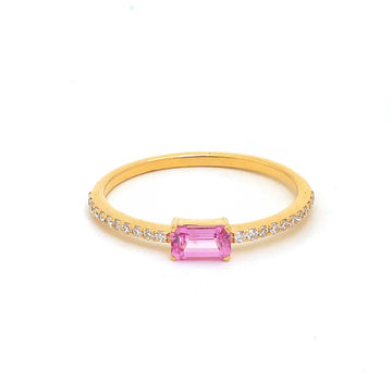 JPRG-4344/10745 Pink Sapphire Diamond Octagon Thin Ring | 18K