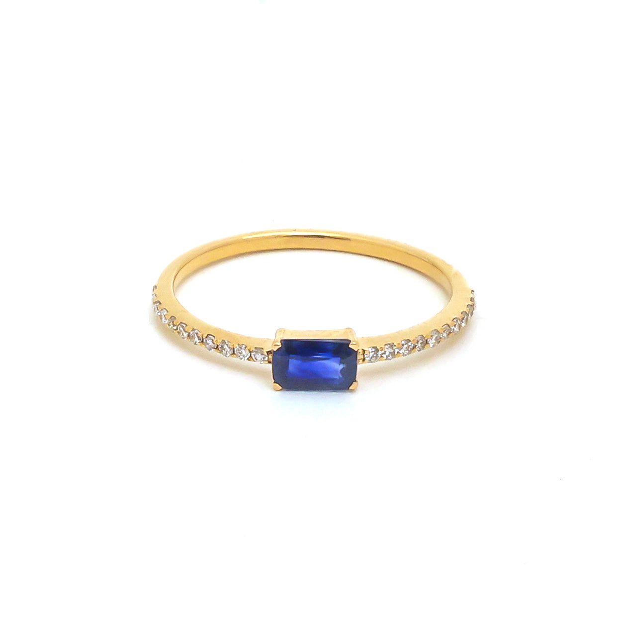 JPRG-4346/10747 Blue Sapphire Diamond Octagon Thin Ring | 18K