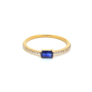 JPRG-4346/10747 Blue Sapphire Diamond Octagon Thin Ring | 18K