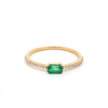 JPRG-4347/10748 Emerald Diamond Octagon Thin Ring | 18K