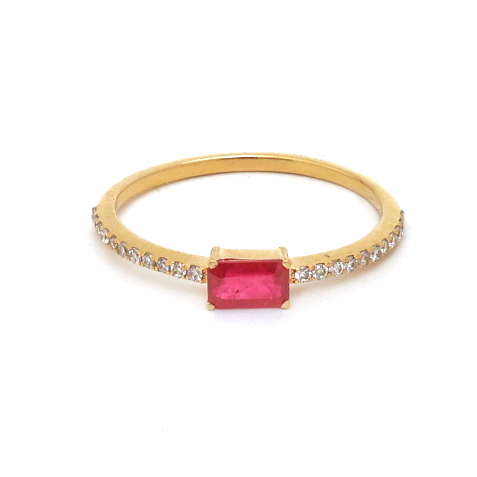 JPRG-4348/10749 Diamond Octagon Thin Ring | 18K