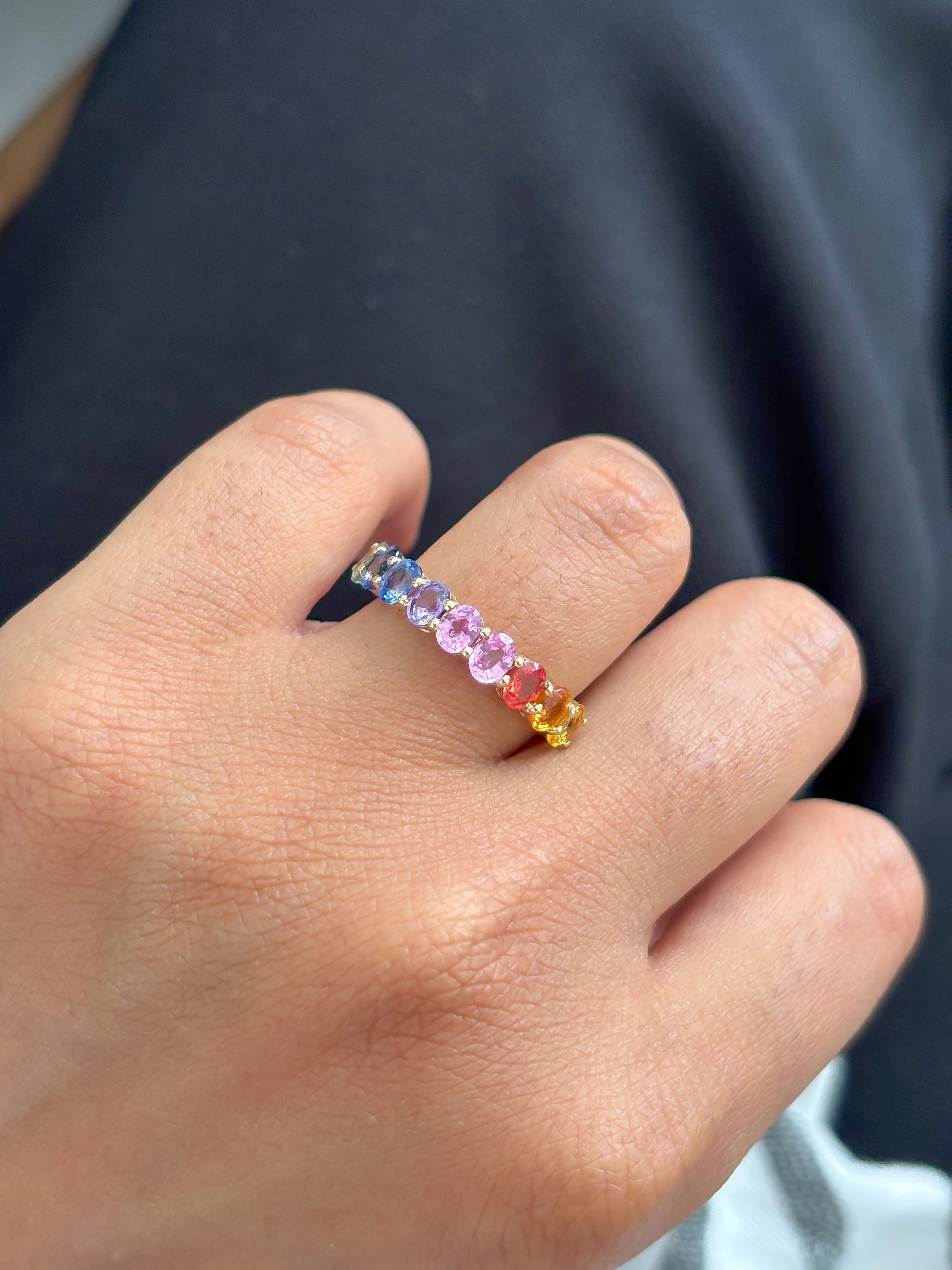 JPRG-4359/10765 Rainbow Sapphire Ring | 14K