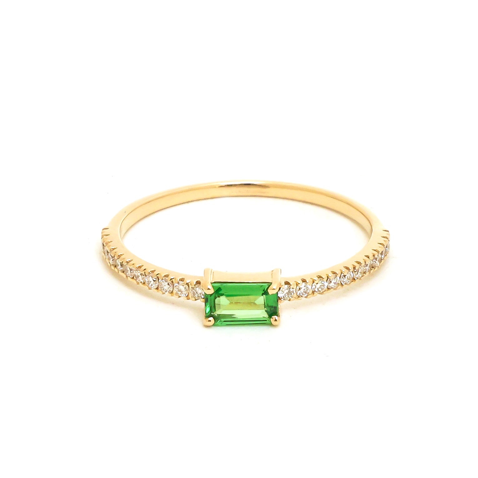 JPRG-4369/10831 Tsavorite Diamond Octagon Thin Ring | 14K