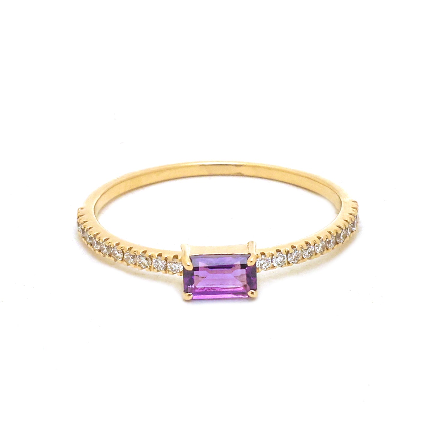 JPRG-4372/10834 Amethyst Diamond Octagon Thin Ring | 14K