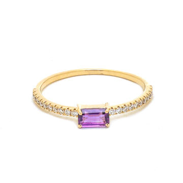 JPRG-4372/10834 Amethyst Diamond Octagon Thin Ring | 14K