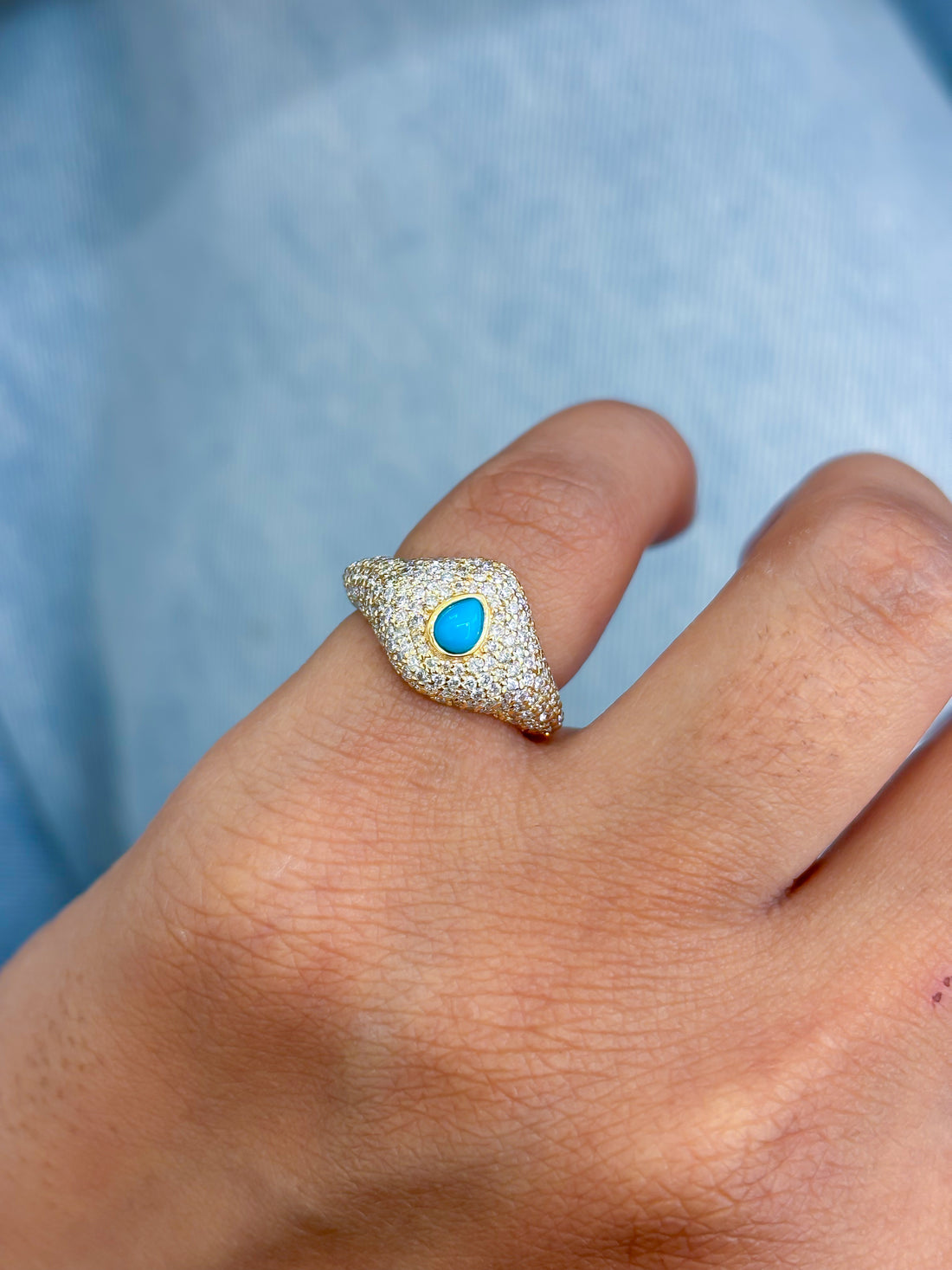 JPRG-4385/10876 Turquoise Diamond Ring | 18K