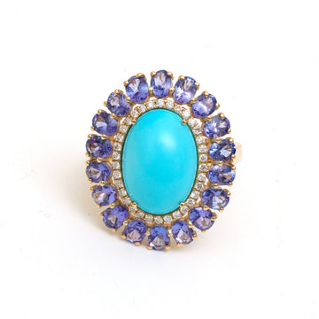 JPRG-4393/10908 Tanzanite Turquoise Diamond Ring | 14K