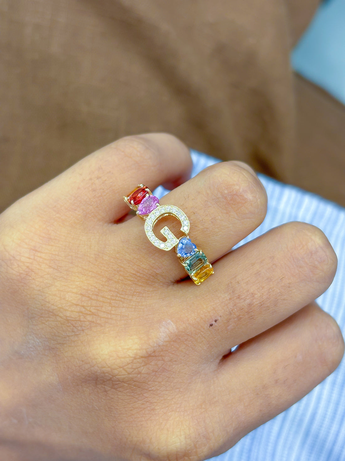 JPRG-4398/10945 Rainbow Sapphire Diamond Ring | 14K