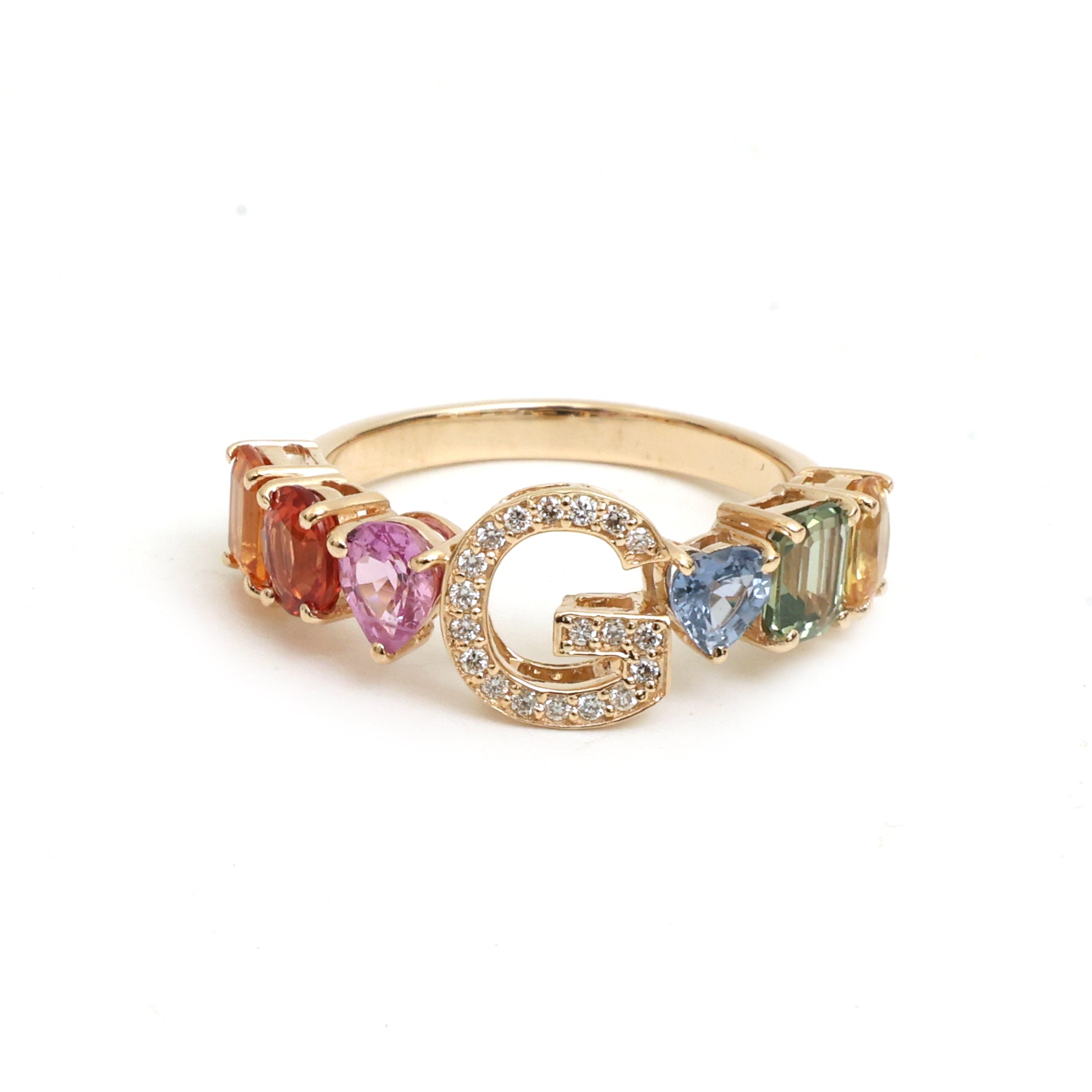 JPRG-4398/10945 Rainbow Sapphire Diamond Ring | 14K
