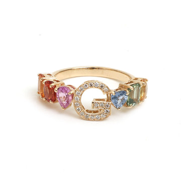JPRG-4398/10945 Rainbow Sapphire Diamond Ring | 14K