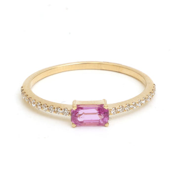 JPRG-4430/11021 Pink Sapphire Diamond Octagon Thin Ring | 14K
