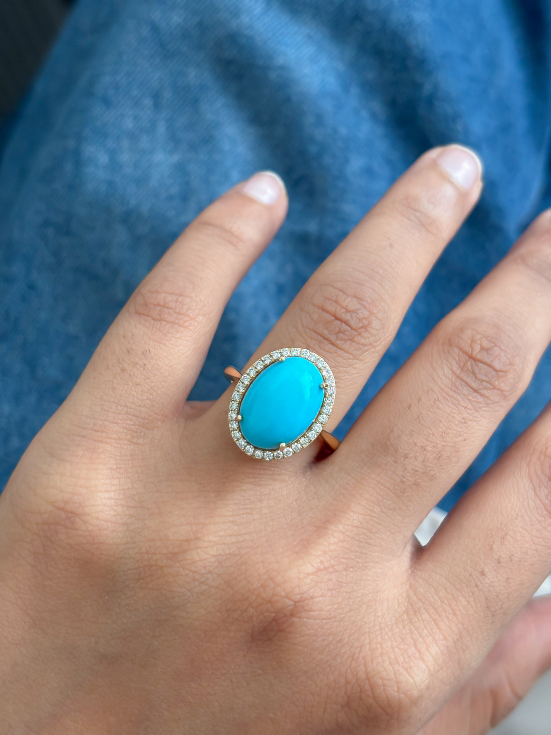 JPRG-4439/11044 Turquoise Diamond Ring | 14K