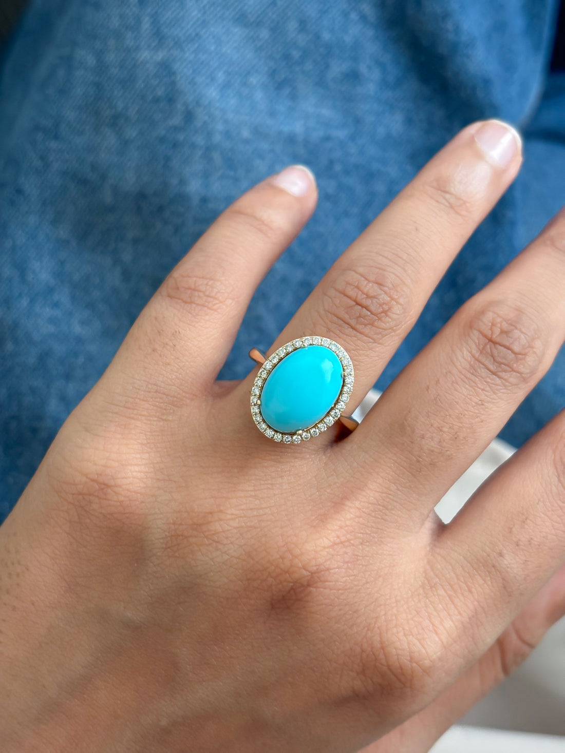JPRG-4440/11045 Turquoise Diamond Ring | 14K