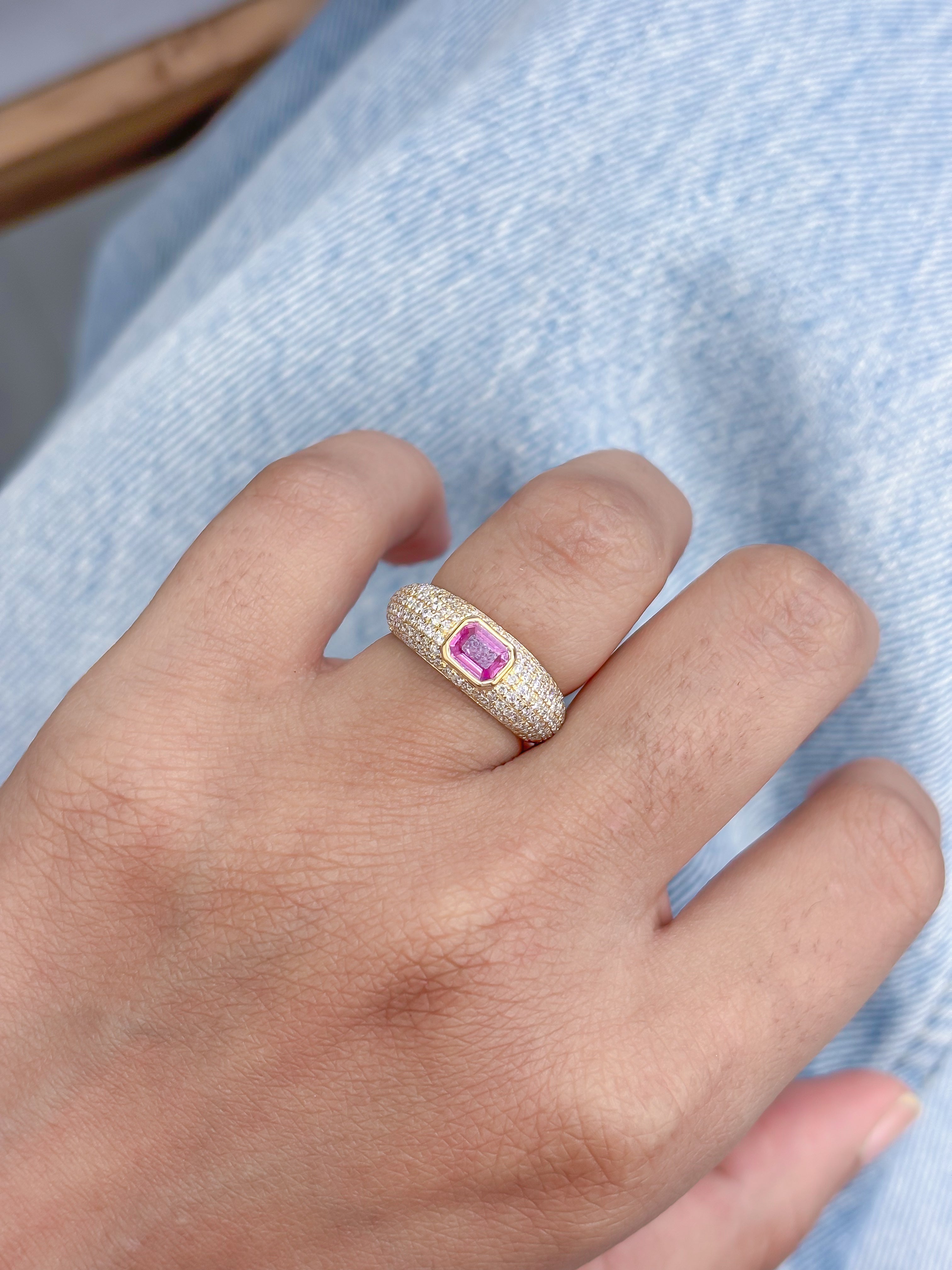 JPRG-4490/11150 Pink Sapphire Diamond Ring | 18K