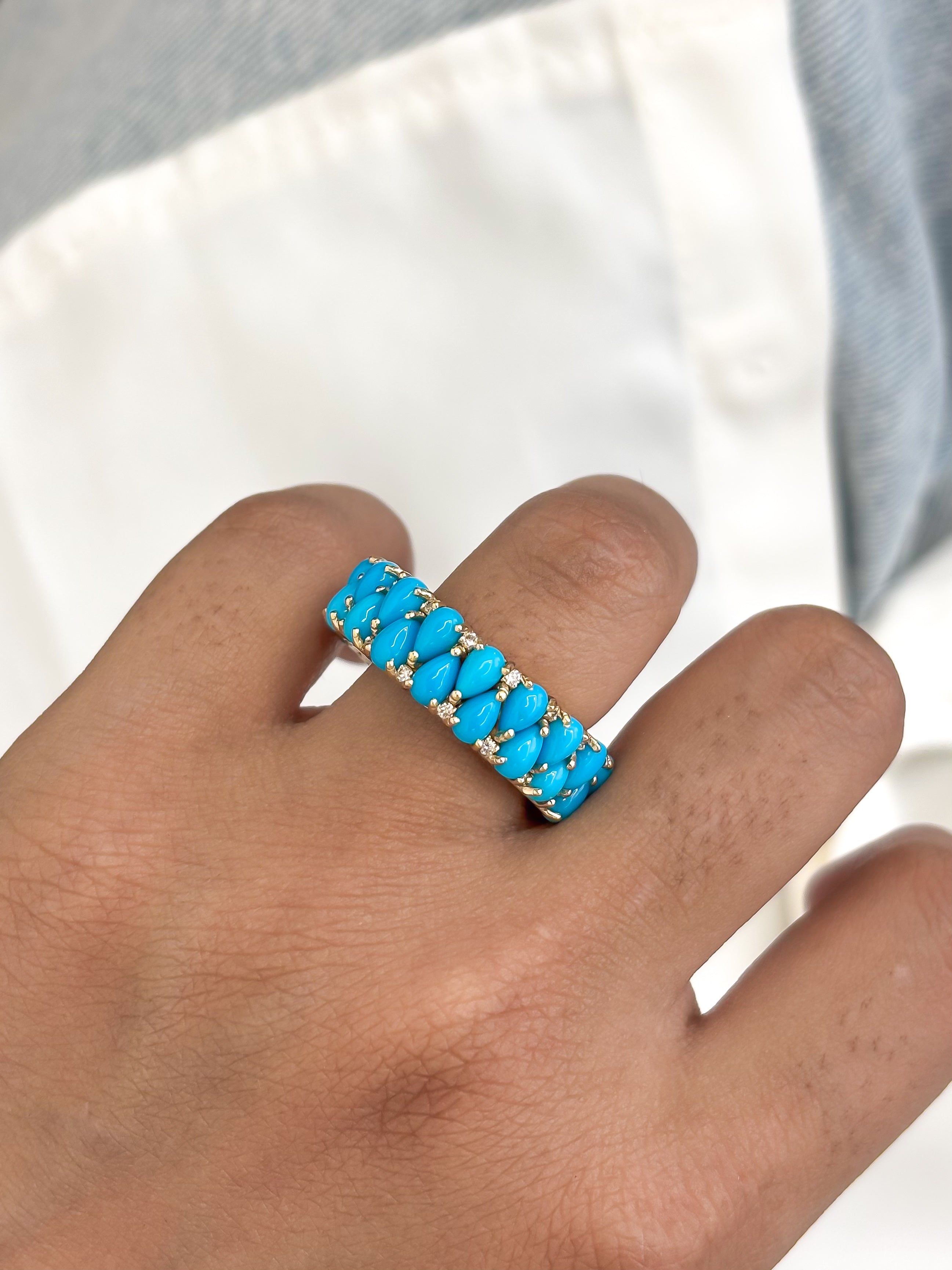 JPRG-4544/11232 Turquoise Diamond Ring | 14K