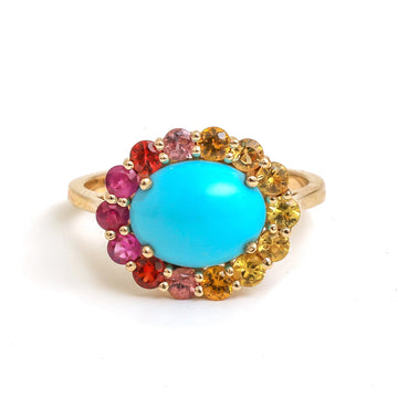 JPRG-4589/11316 Turquoise Rainbow Sapphire Ring | 14K
