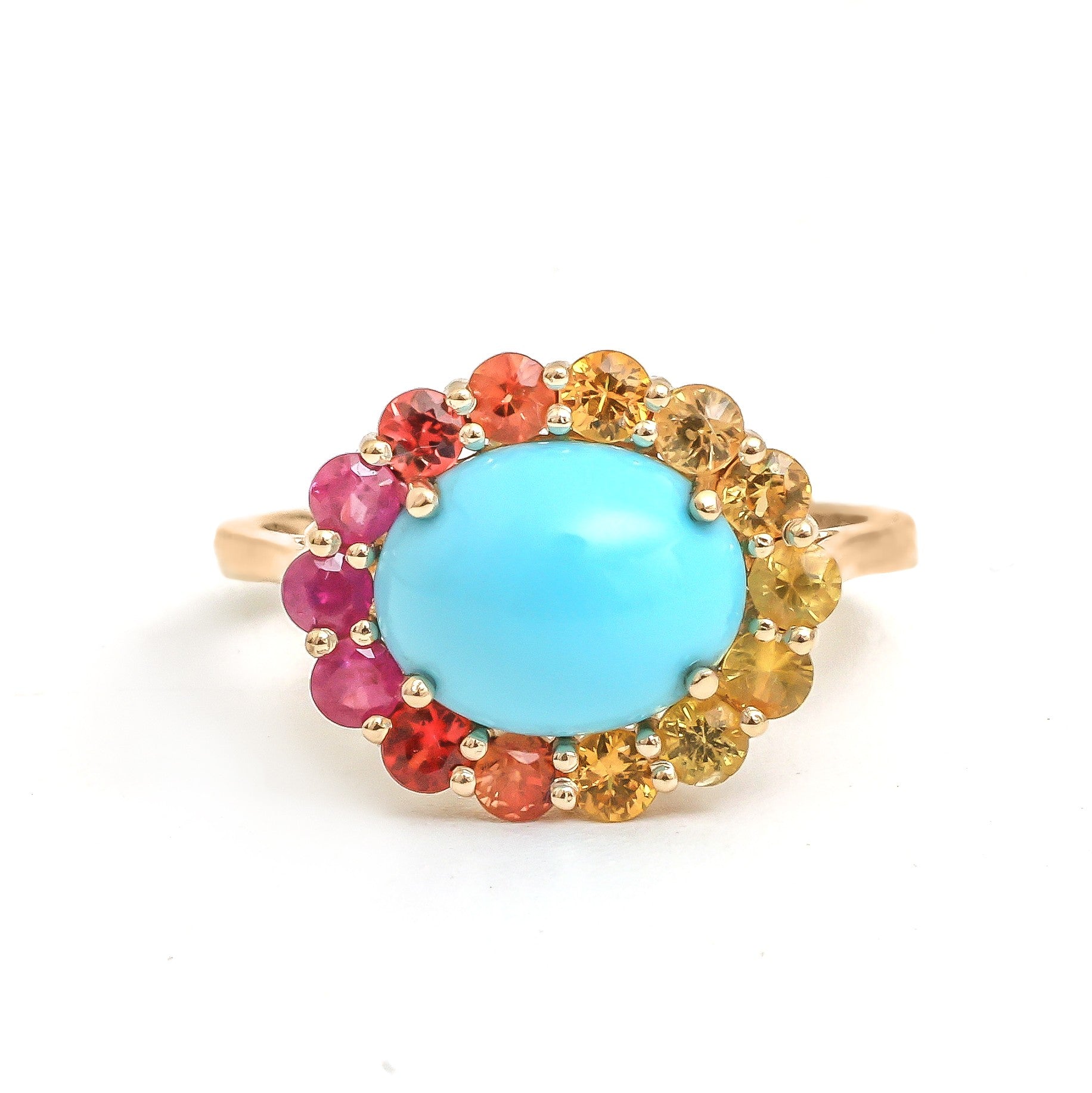 JPRG-4590/11317 Turquoise Rainbow Sapphire Ring | 14K