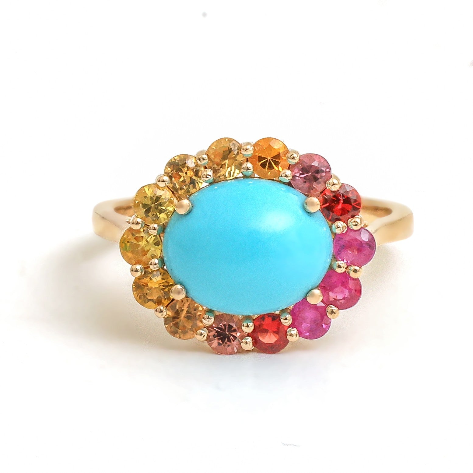 JPRG-4591/11318 Turquoise Rainbow Sapphire Ring | 14K