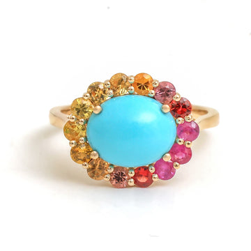 JPRG-4591/11318 Turquoise Rainbow Sapphire Ring | 14K