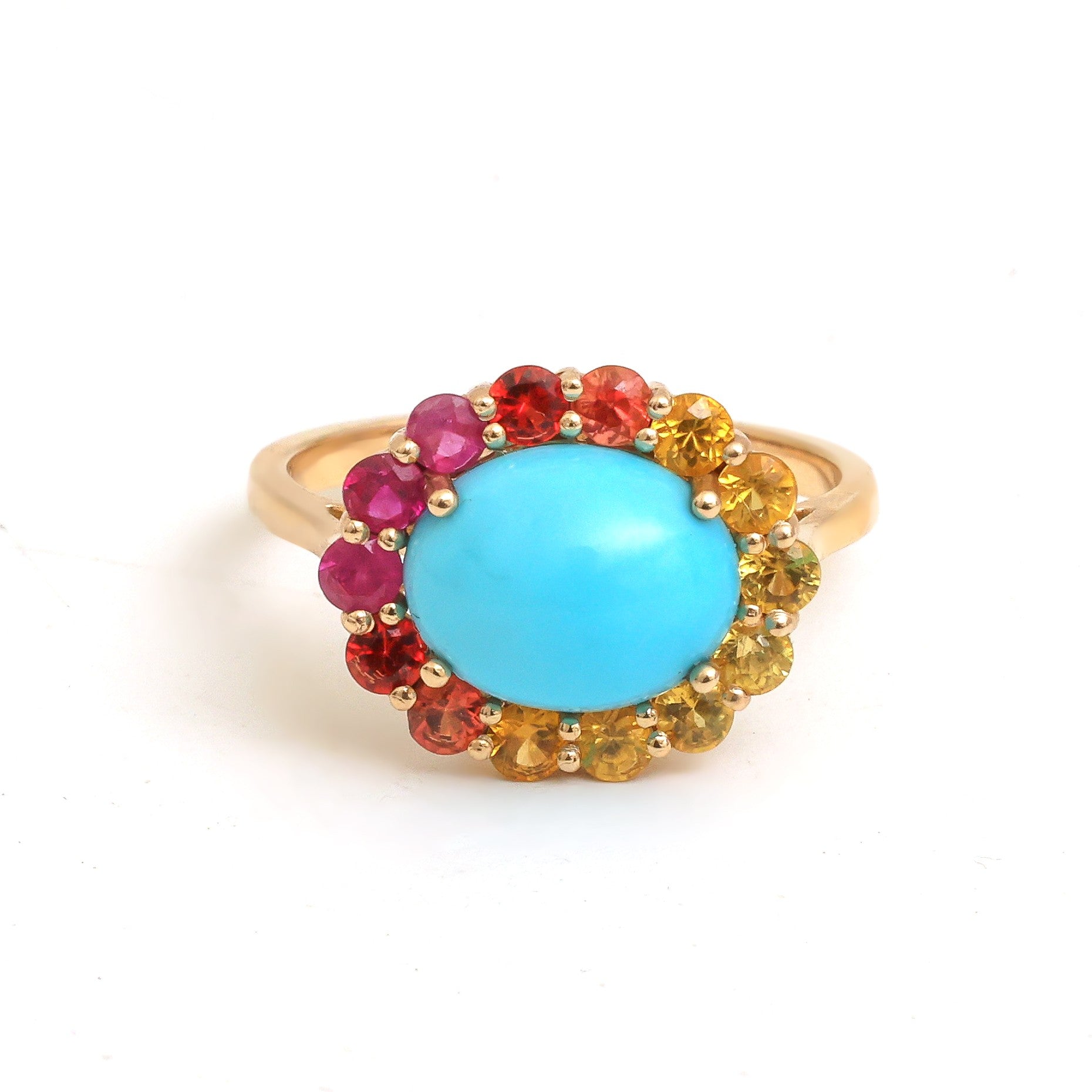 JPRG-4594/11330 Turquoise Rainbow Sapphire Ring | 14K