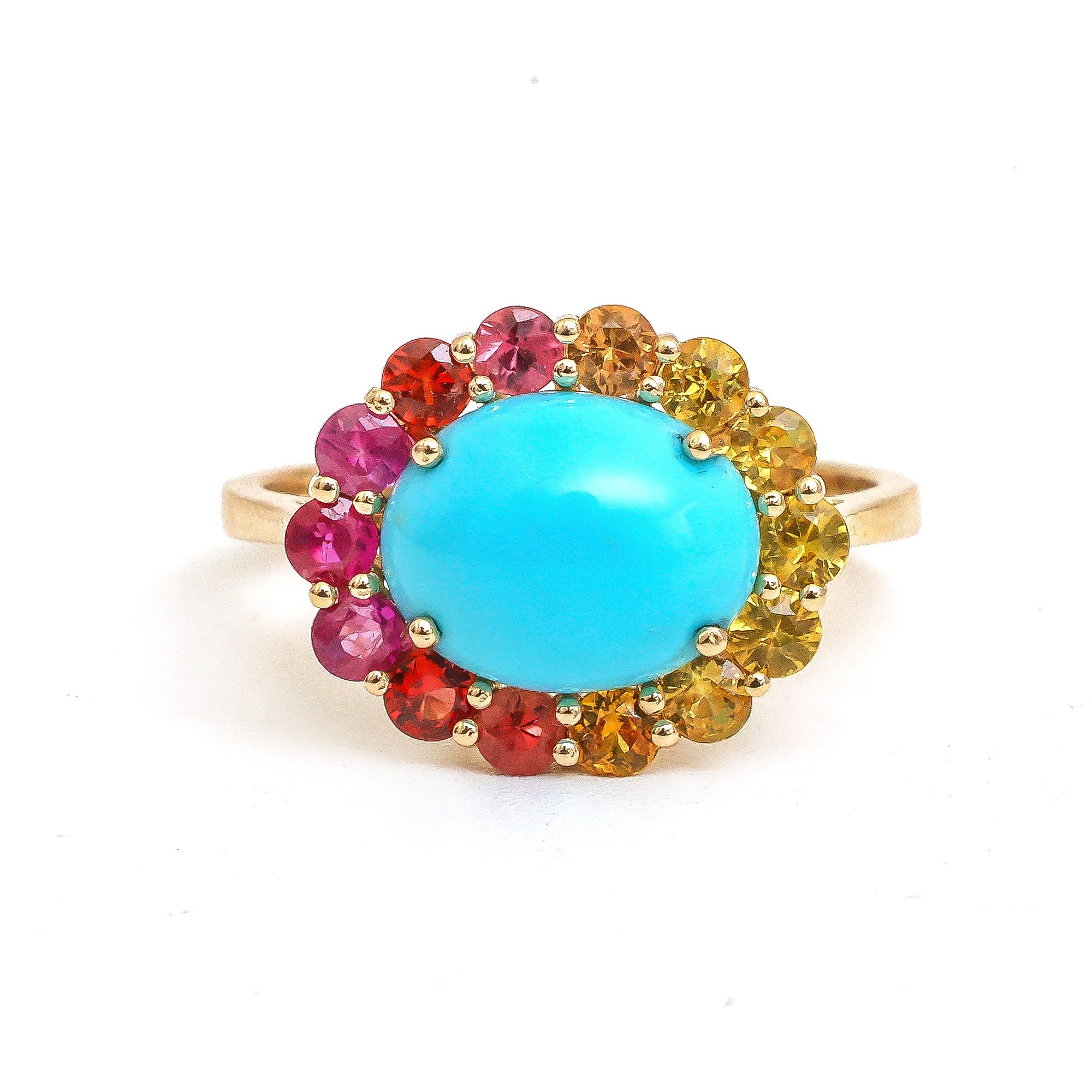 JPRG-4595/11331 Turquoise Rainbow Sapphire Ring | 14K