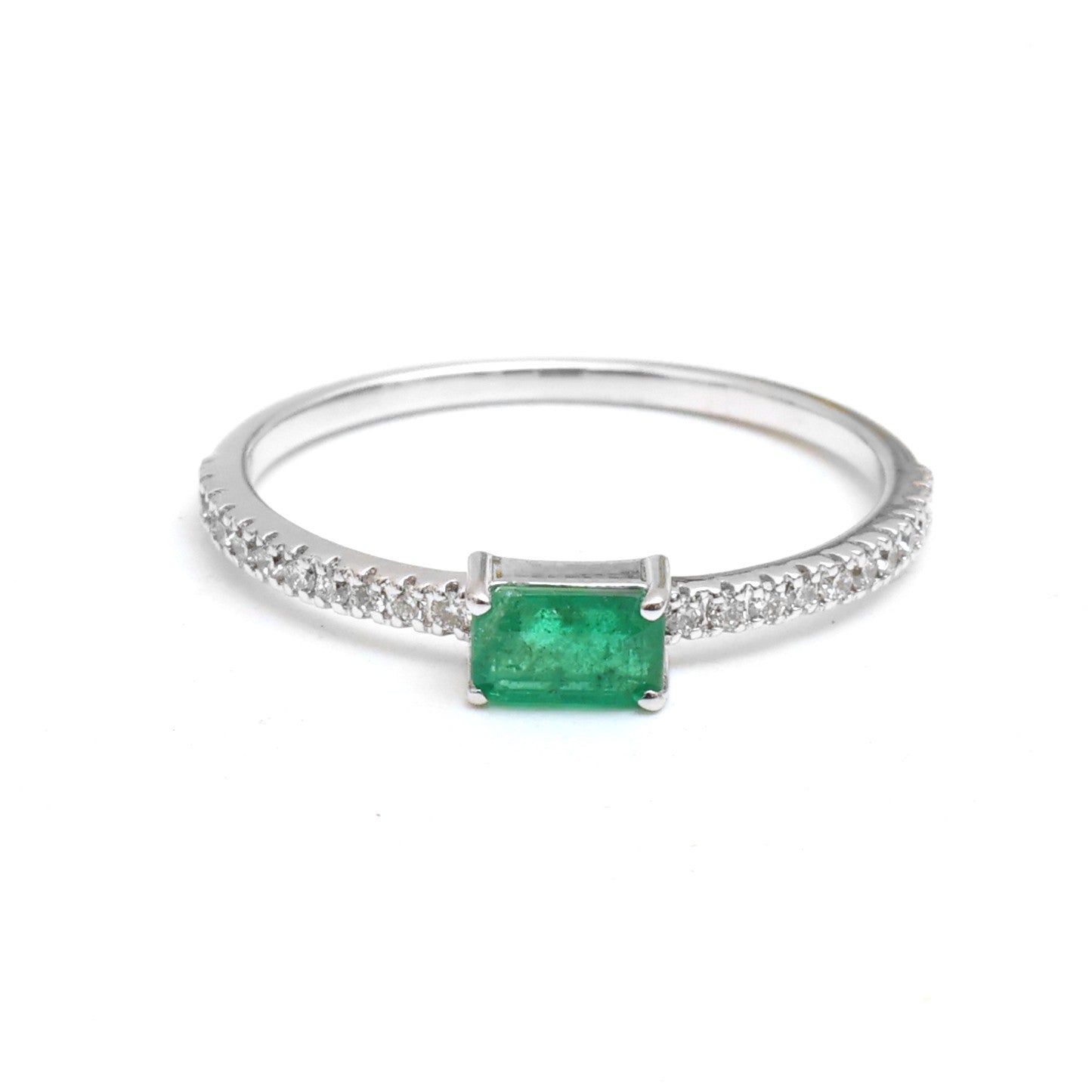 JPRG-4599/11335 Emerald Diamond Octagon Thin Ring | 14K