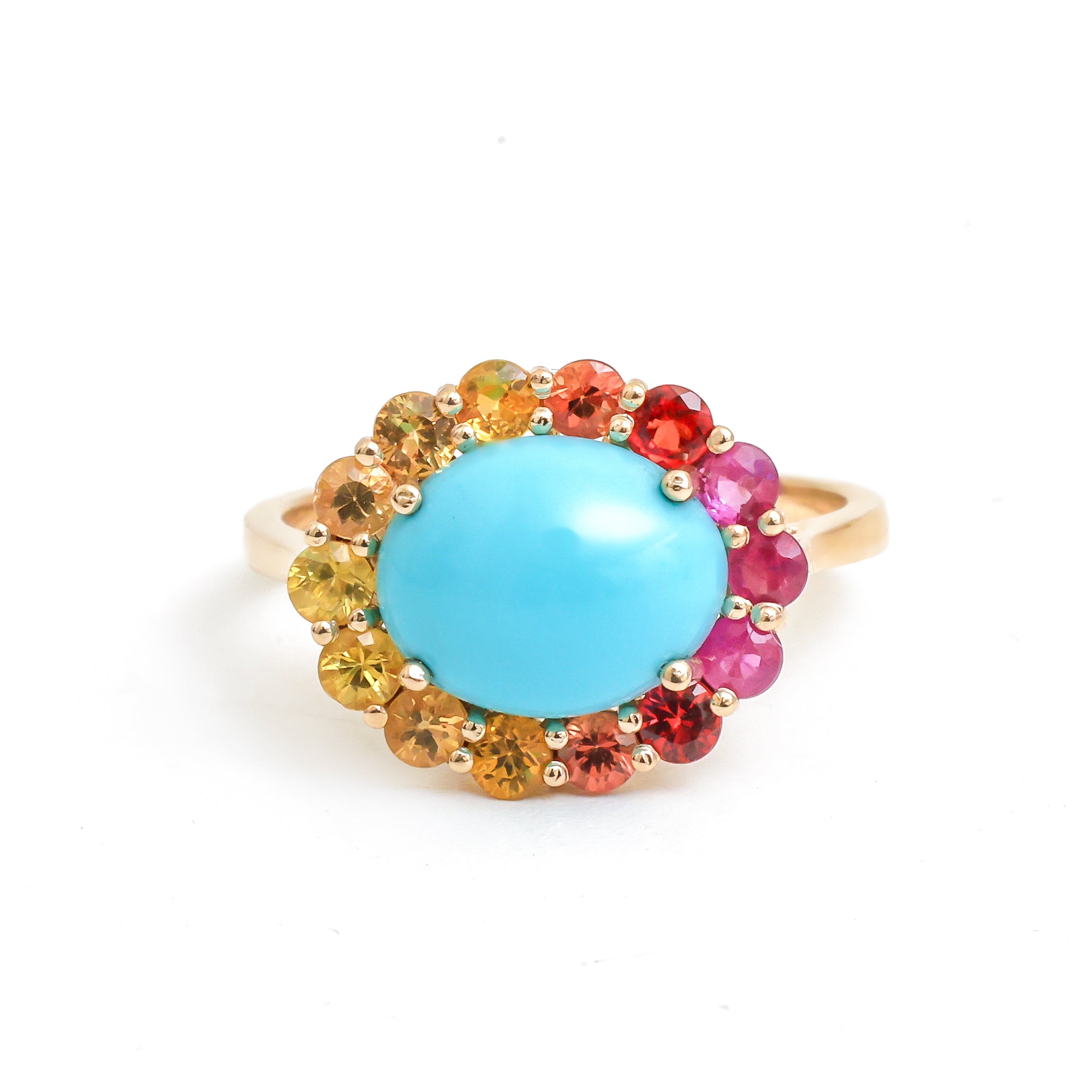 JPRG-4610/11352 Turquoise Rainbow Sapphire Ring | 14K