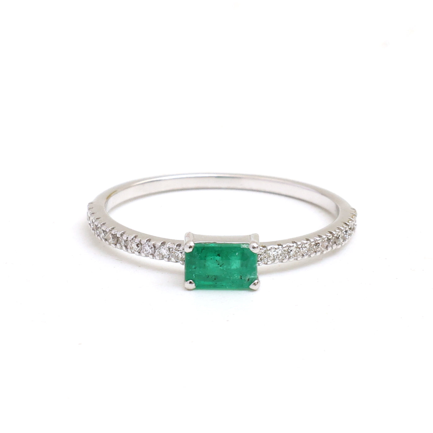 JPRG-4625/11386 Emerald Diamond Octagon Thin Ring | 14K
