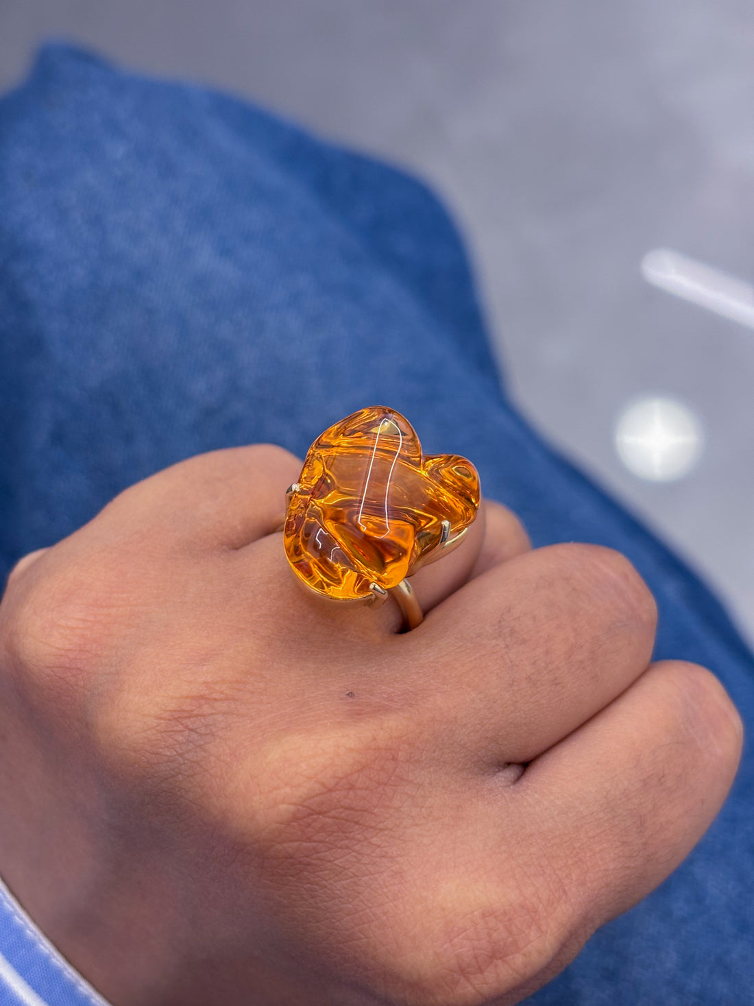 JPRG-466/1757 Amber Fancy Ring | 14K