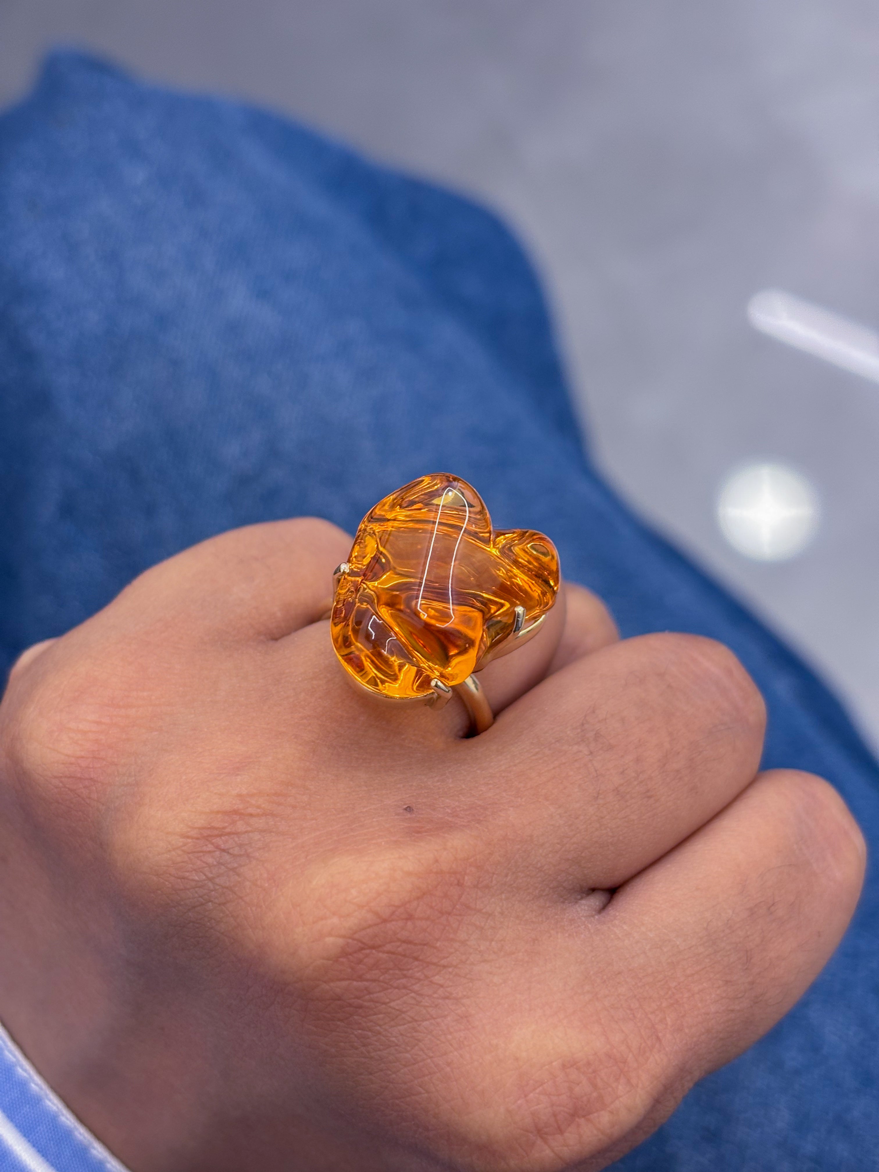 JPRG-466/1757 Amber Fancy Ring | 14K