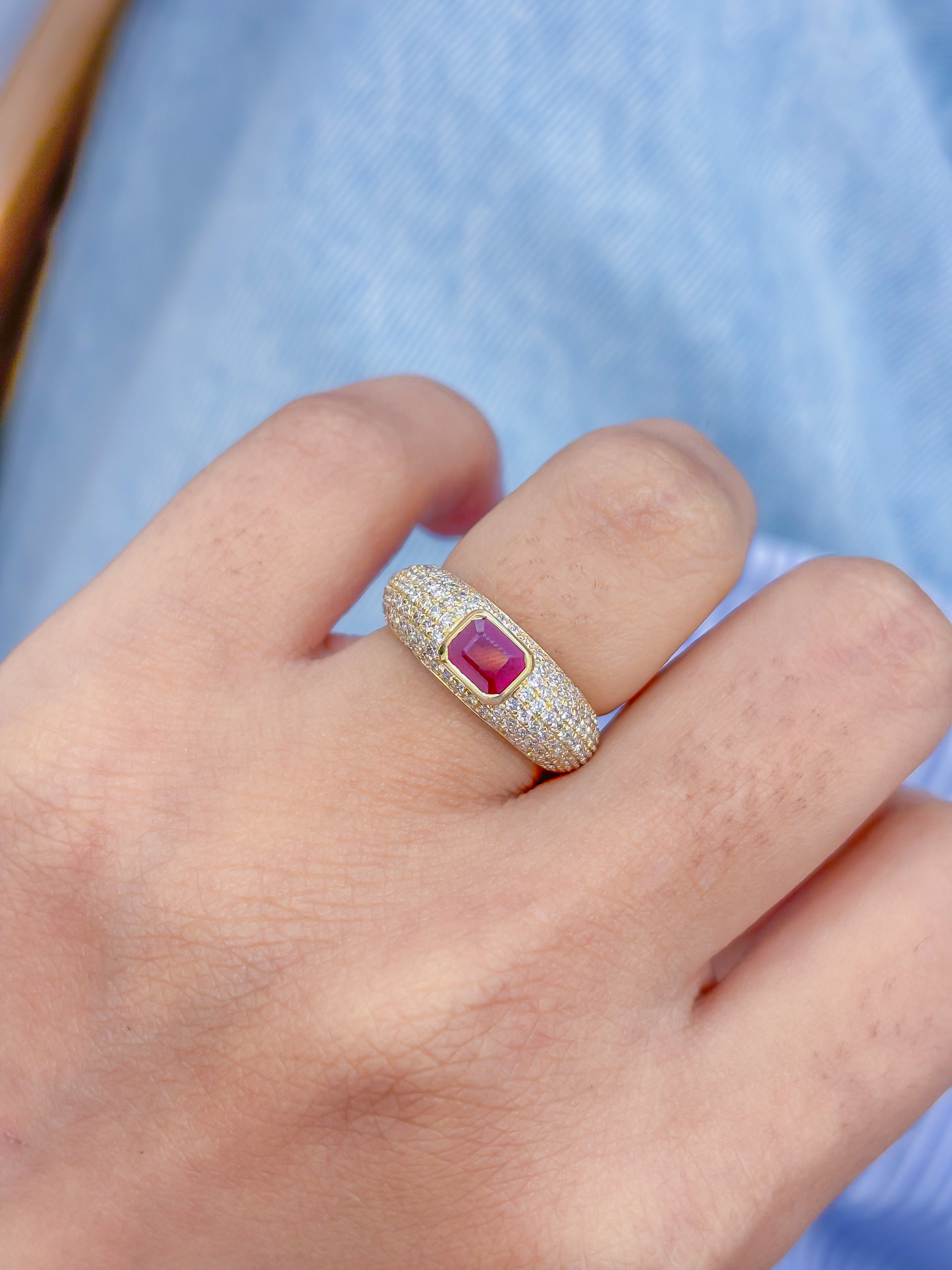 JPRG-4699/11537 Diamond Ruby Ring | 14K
