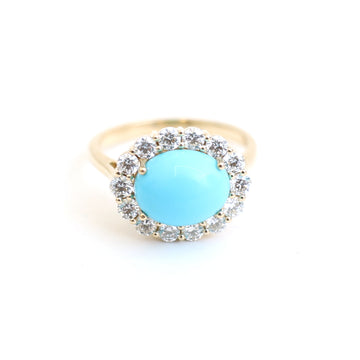 JPRG-4708/11547 Turquoise Diamond Ring | 14K