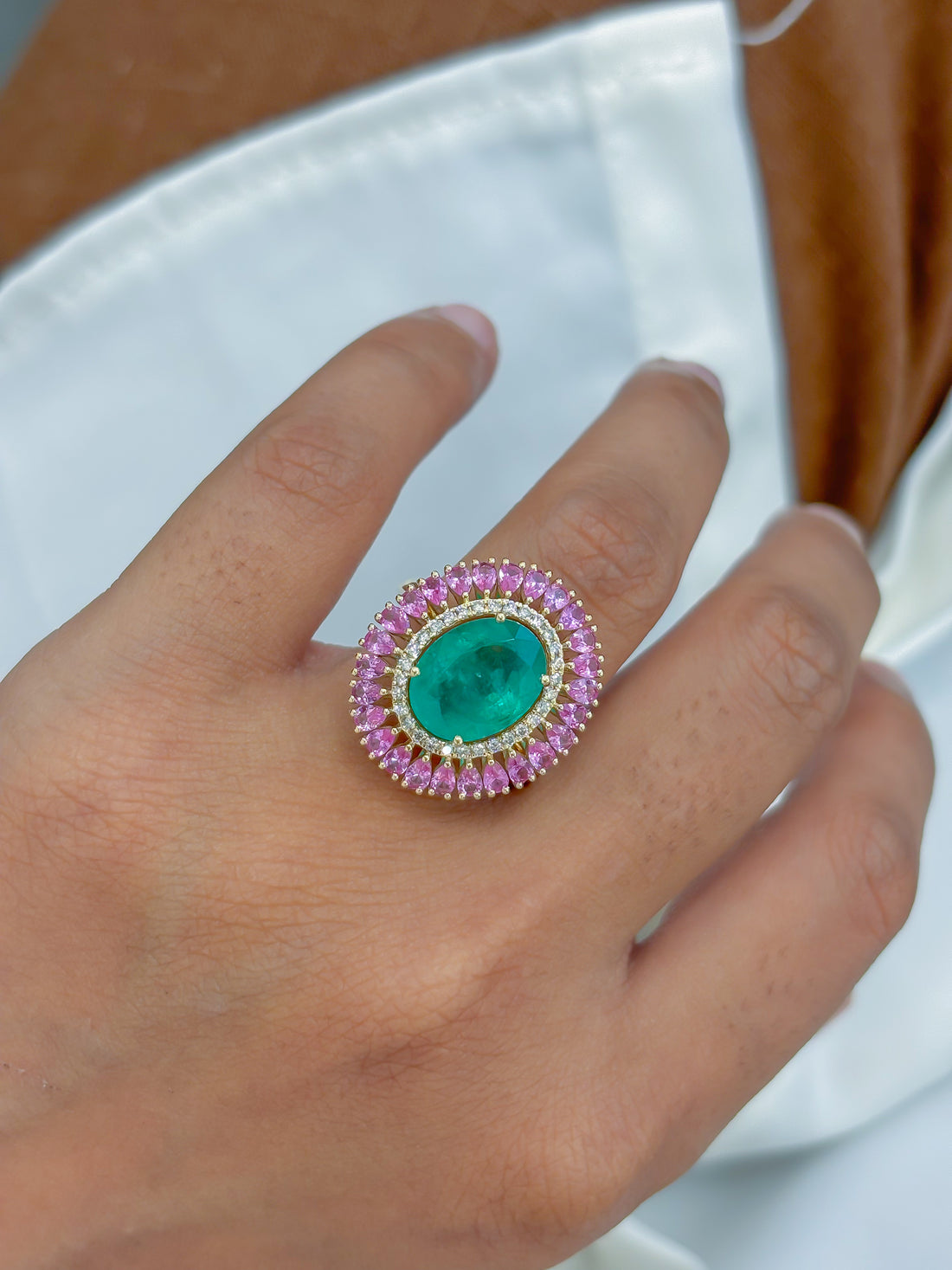 JPRG-4732/11610 Emerald Pink Sapphire Diamond Ring | 14K