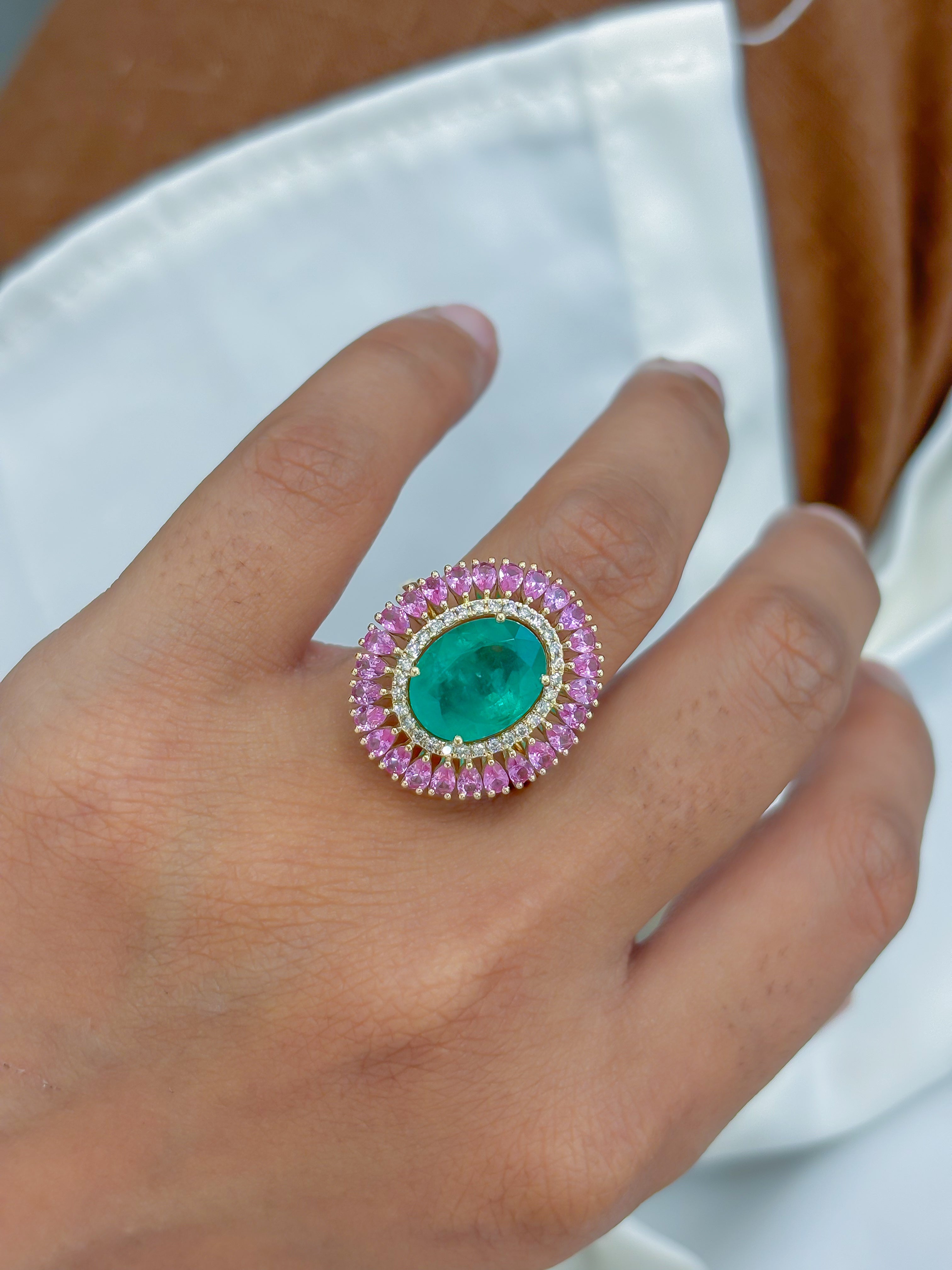 JPRG-4732/11610 Emerald Pink Sapphire Diamond Ring | 14K