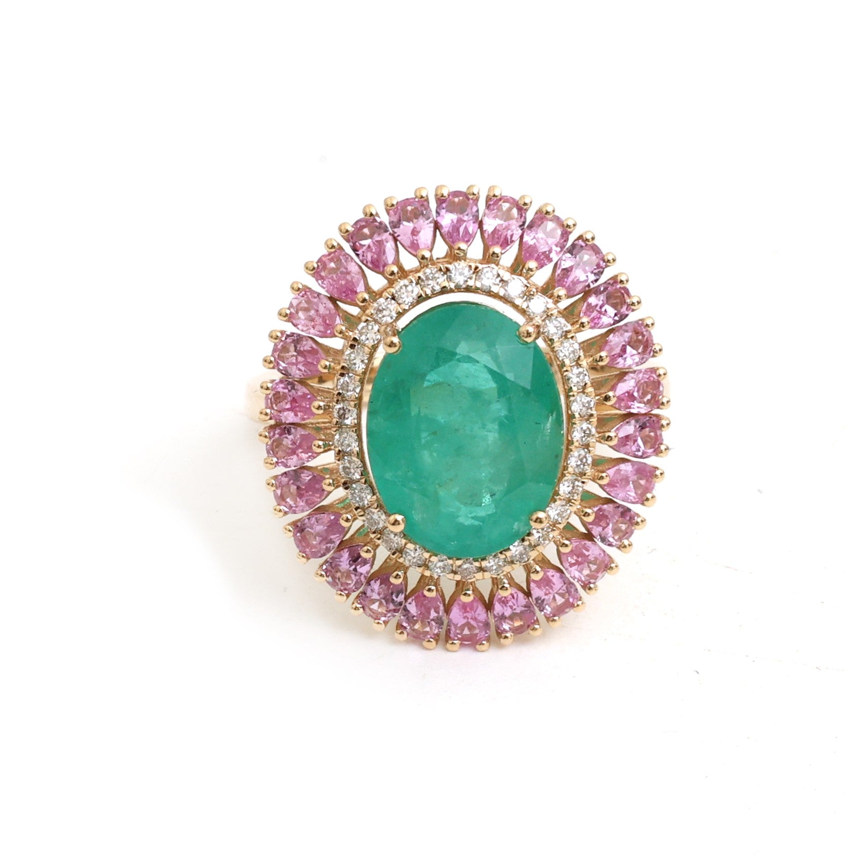 JPRG-4732/11610 Emerald Pink Sapphire Diamond Ring | 14K