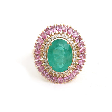JPRG-4732/11610 Emerald Pink Sapphire Diamond Ring | 14K