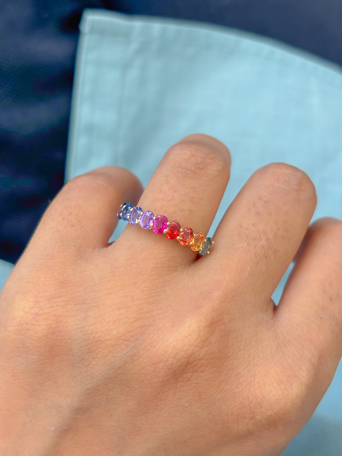 JPRG-4739/11628 Rainbow Sapphire Ring | 14K