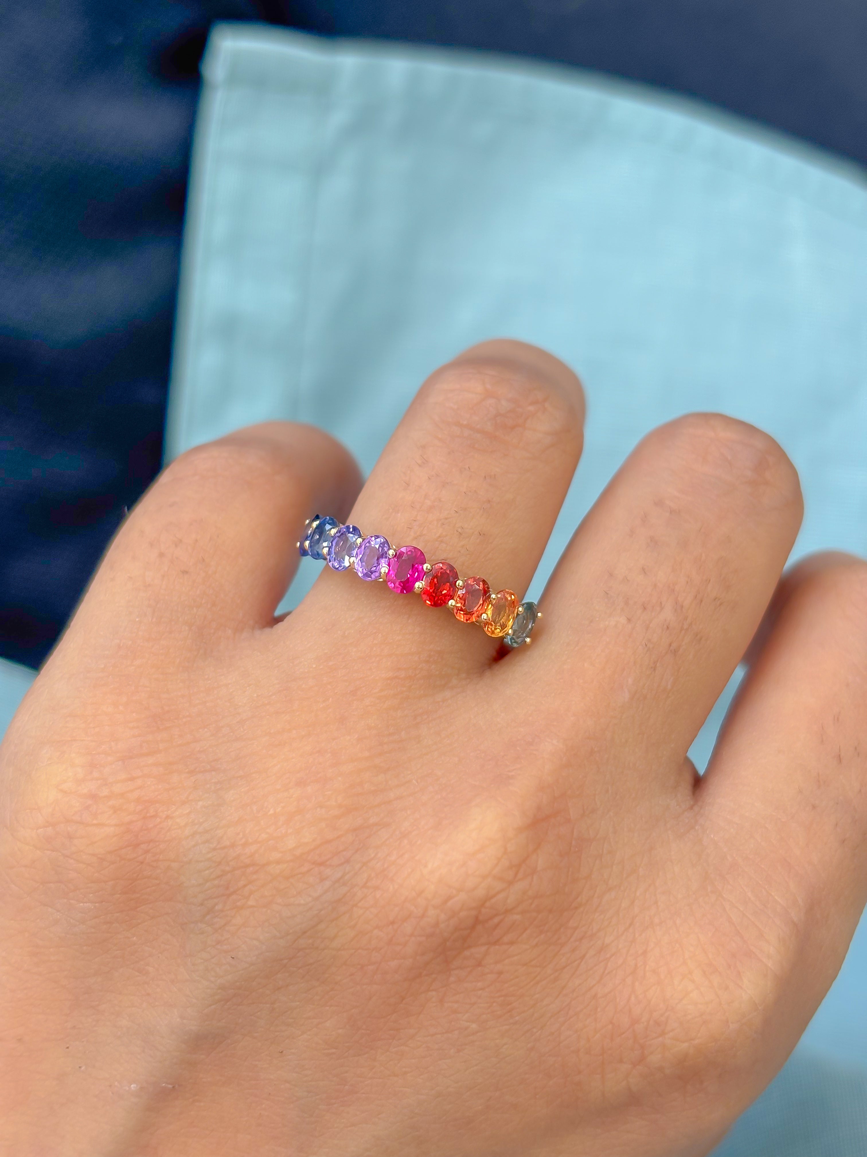 JPRG-4739/11628 Rainbow Sapphire Ring | 14K