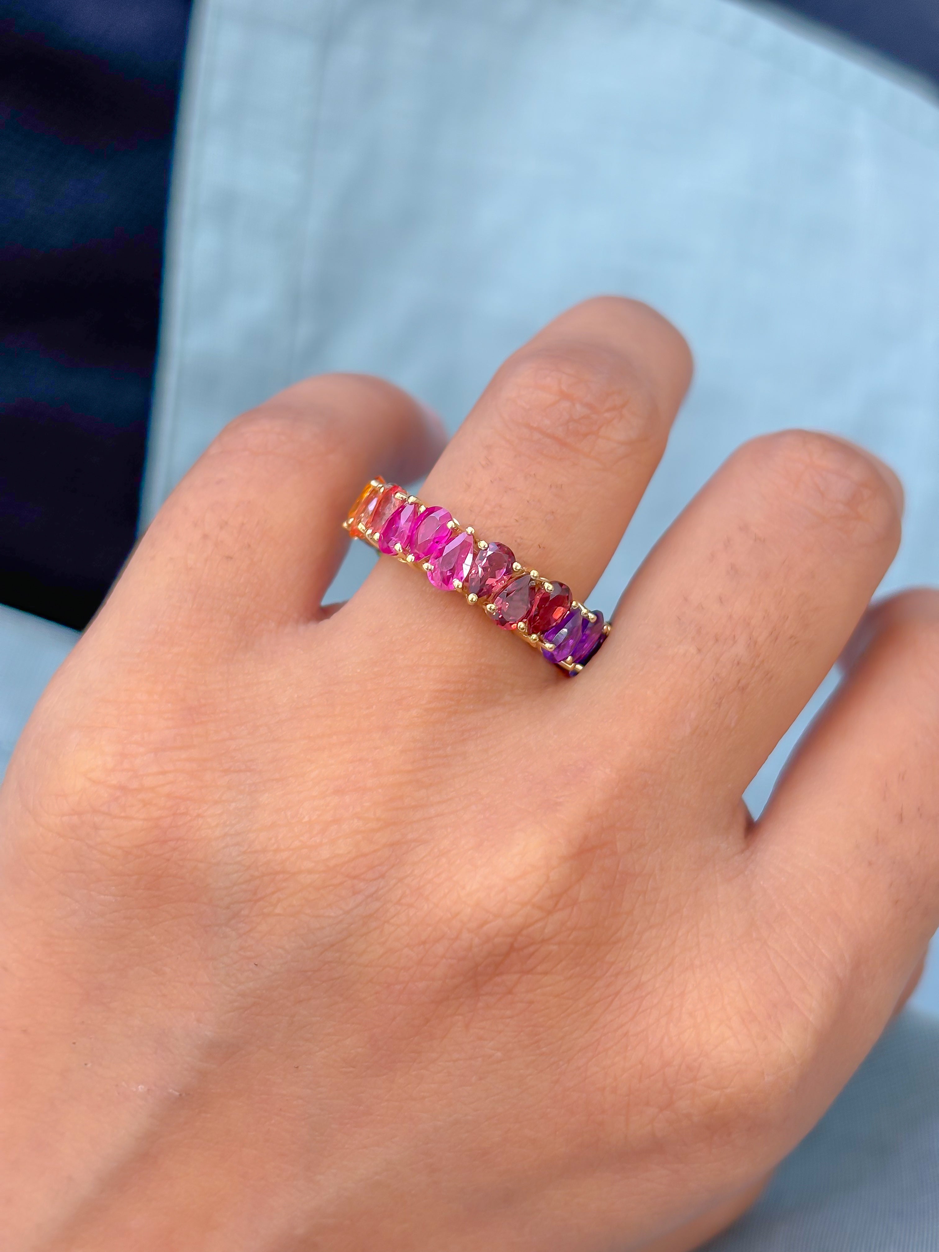 JPRG-4741/11630 Rainbow Sapphire Ring | 18K