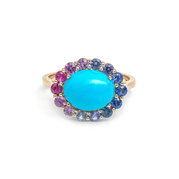 JPRG-4759/11666 Rainbow Sapphire Turquoise Ring | 14K