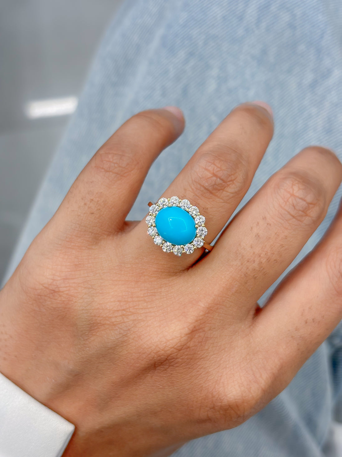 JPRG-4848/11811 Diamond Turquoise Ring | 14K