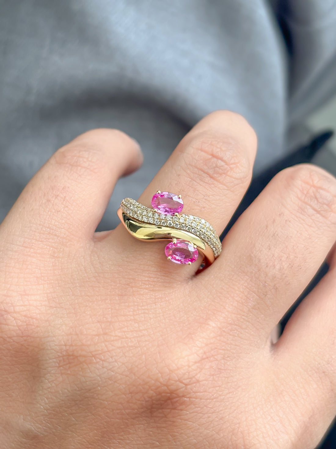 JPRG-4877/11866 Pink Sapphire Diamond Ring | 18K